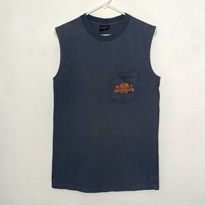 Harley Davidson sleeveless tee blue Elkridge Maryland pocket biker bike week M